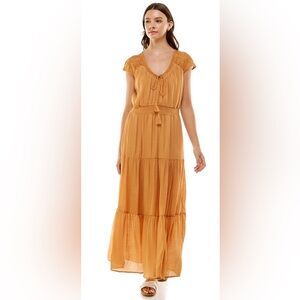 Luxology Gauze Smocked Waist Maxi Dress size XL Womens boho chic